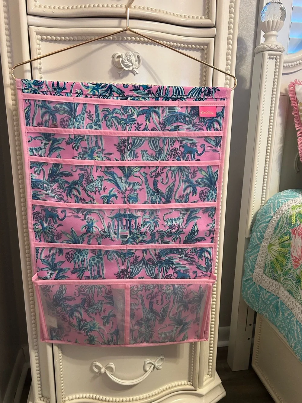 Lilly Pulitzer hanging “Out of office” organizer for jewelry or cosmetics